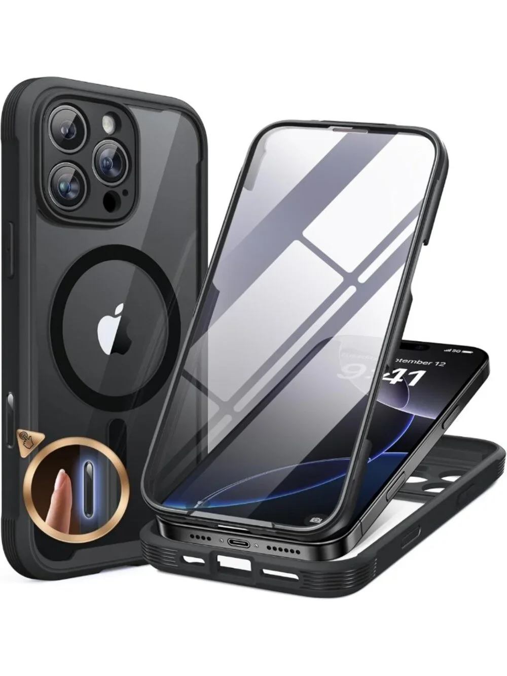 Full-Body Magnetic iPhone 16 Pro Max Case with Screen & Camera Protectors, Drop